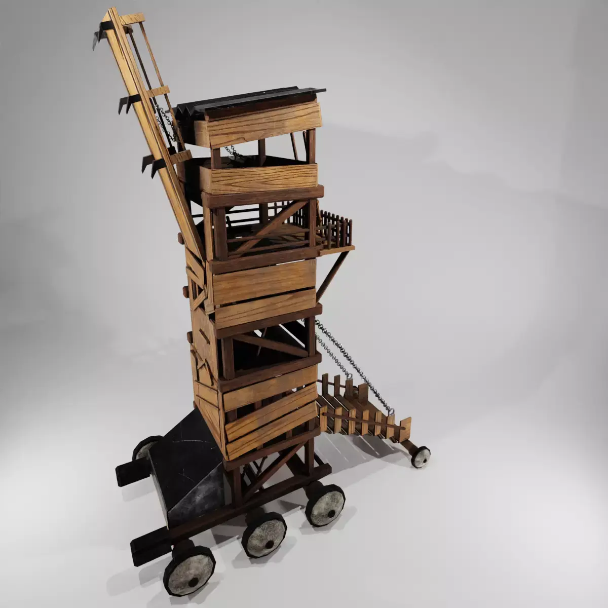 Low Poly Siege Tower with 4K Textures Low-poly 3D model