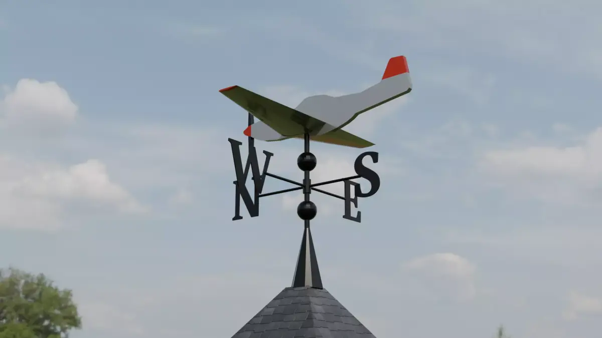 P51 Inspired Weather Vane Low-poly 3D model