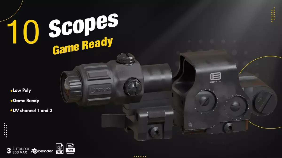 10 Scopes Game Ready Low-poly 3D model