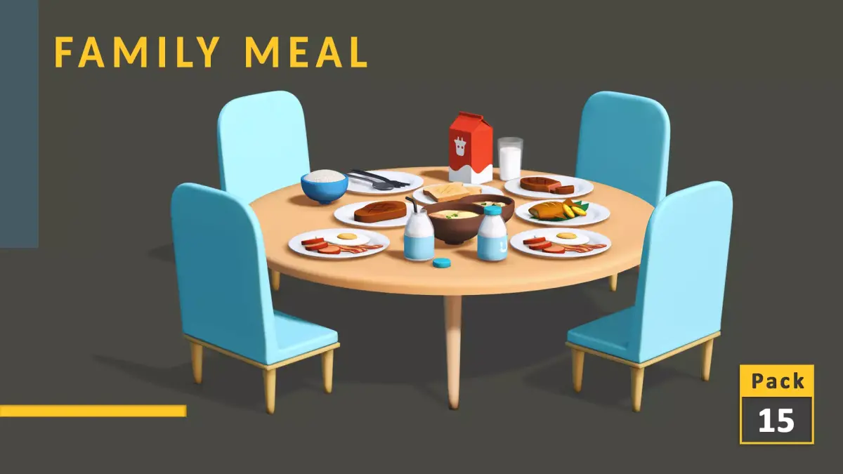 Family Meal Bundle Low-poly 3D model