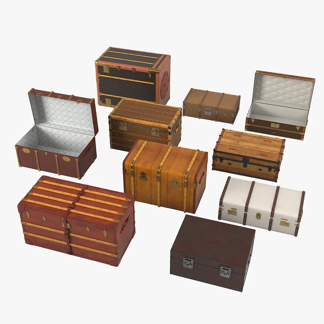 Vintage Trunk Set 3D model