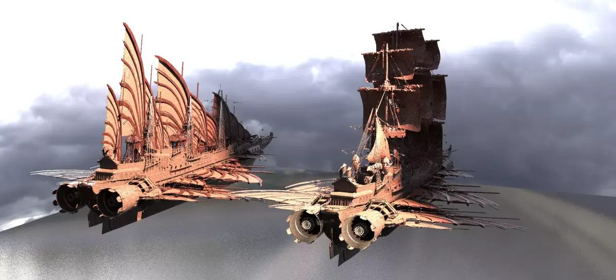 Airship Dragon Emperor Design ship 2 versions  3D model