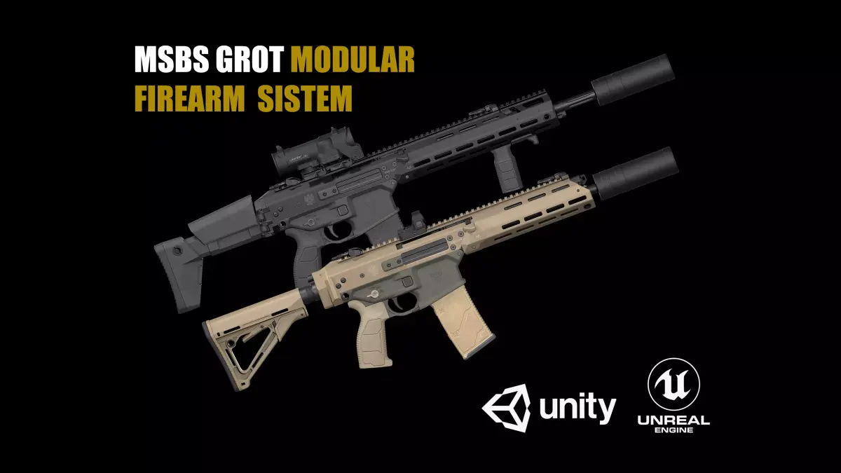 MSBS GROT Modular Assault Rifle  Low-poly 3D model