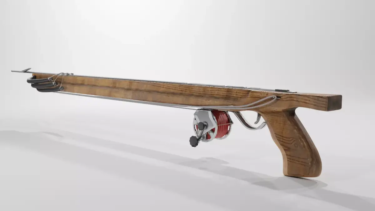Wooden Speargun Low-poly 3D model
