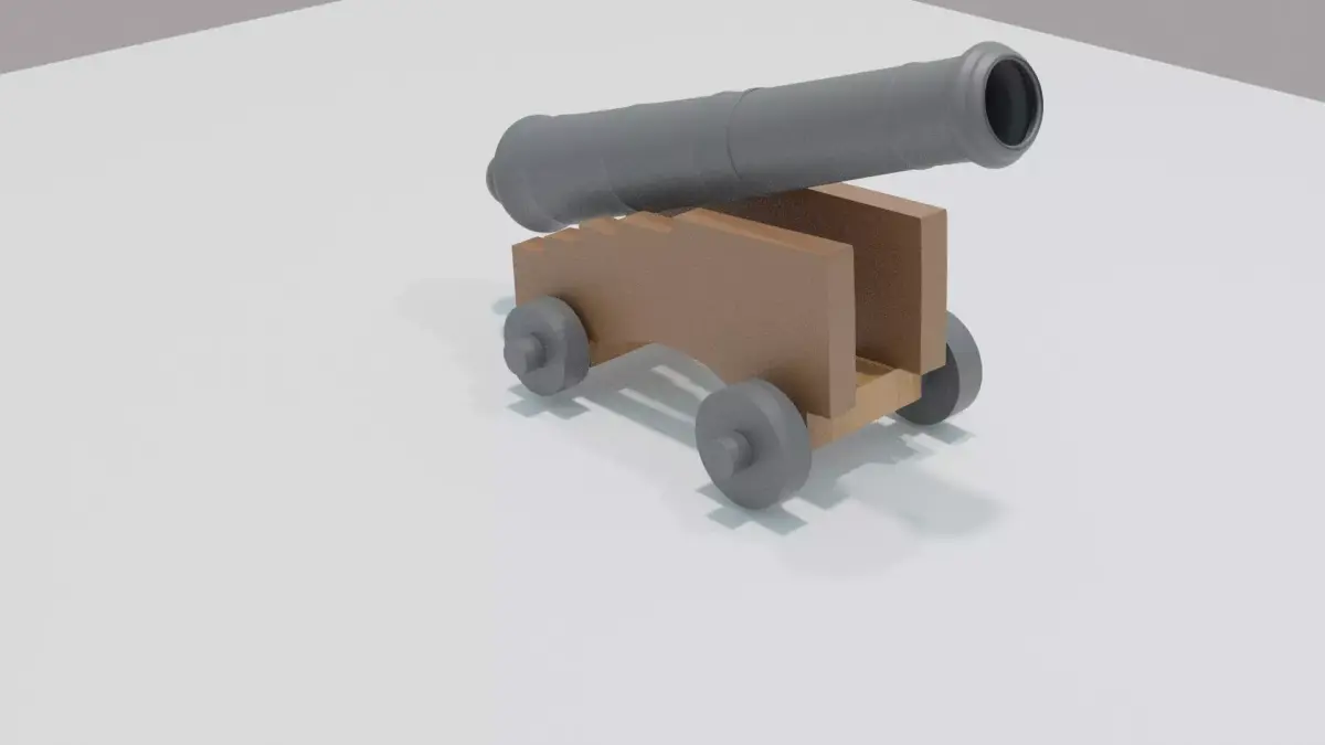 Cannon-Low poly cannon on wooden cart Free 3D model
