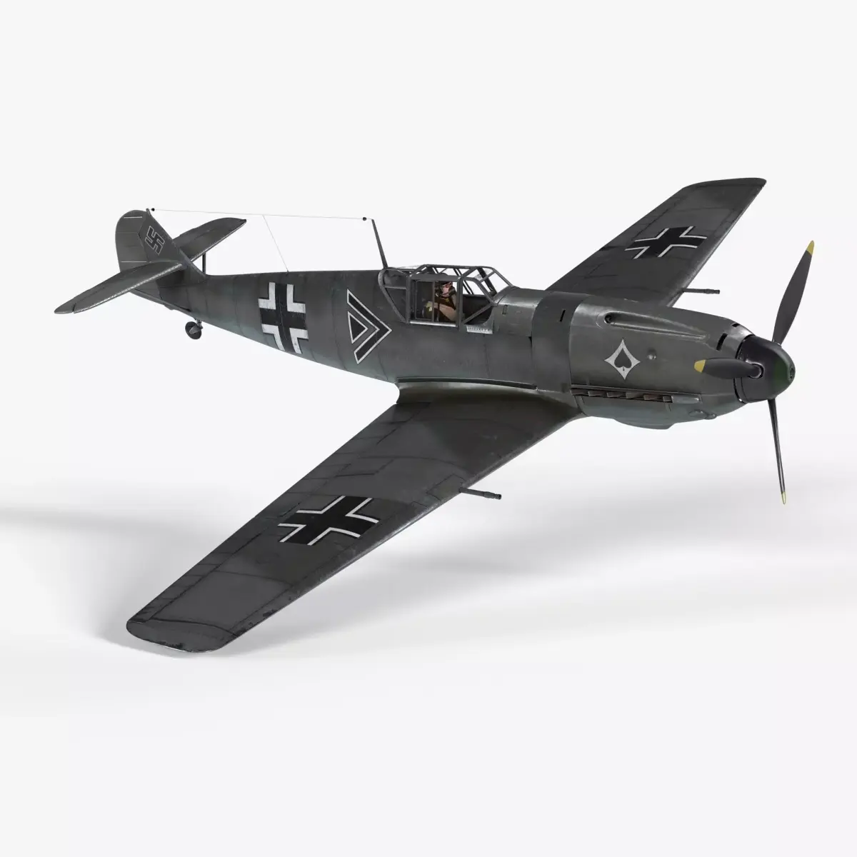 Messerschmitt BF109 German Fighter Airplane Grey V2 3D model