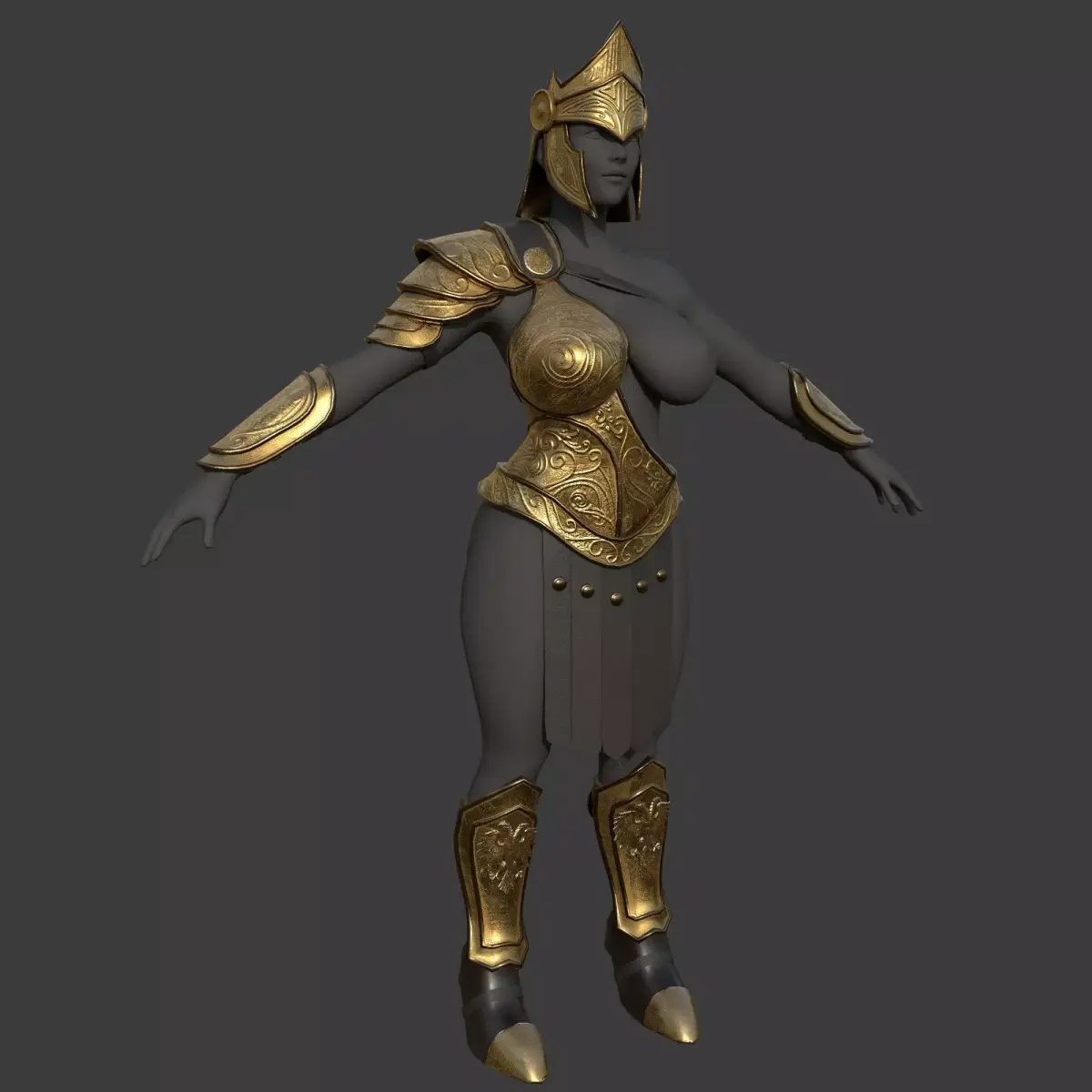 Warrior empire ARMOR FULL SET for female Low-poly 3D model