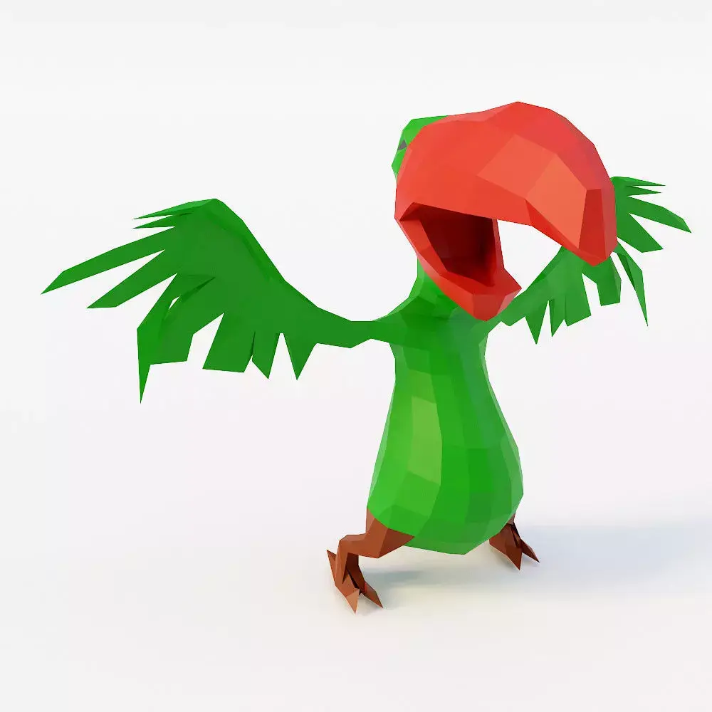 Parrot cartoon bird 3d model  Low-poly 3D model