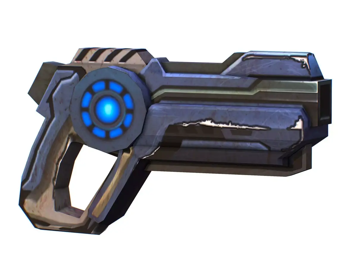 Cartoon Gun Blaster Barrel Nagan Nuff Pistol Revolver Cannon Low-poly 3D model