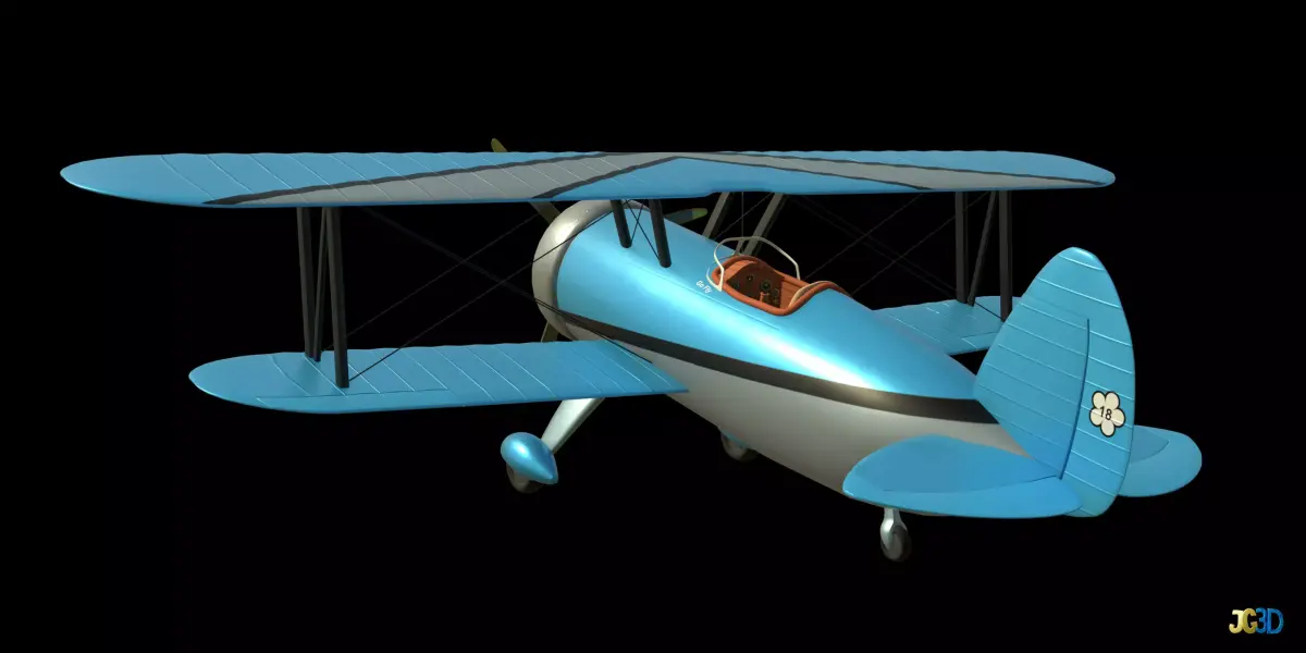 Stylized Biplane Low-poly 3D model purchase