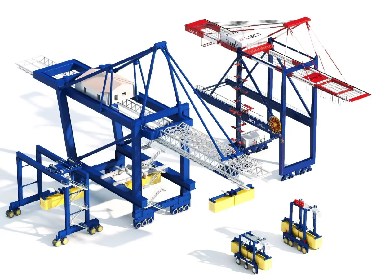 Professional Port Container Terminal Equipment Pack Low-poly 3D model