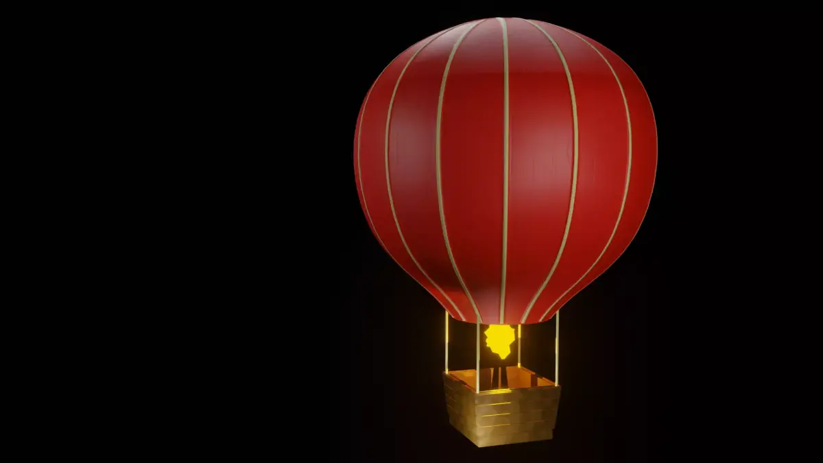 Hot Air Balloon Low-poly 3D model 12