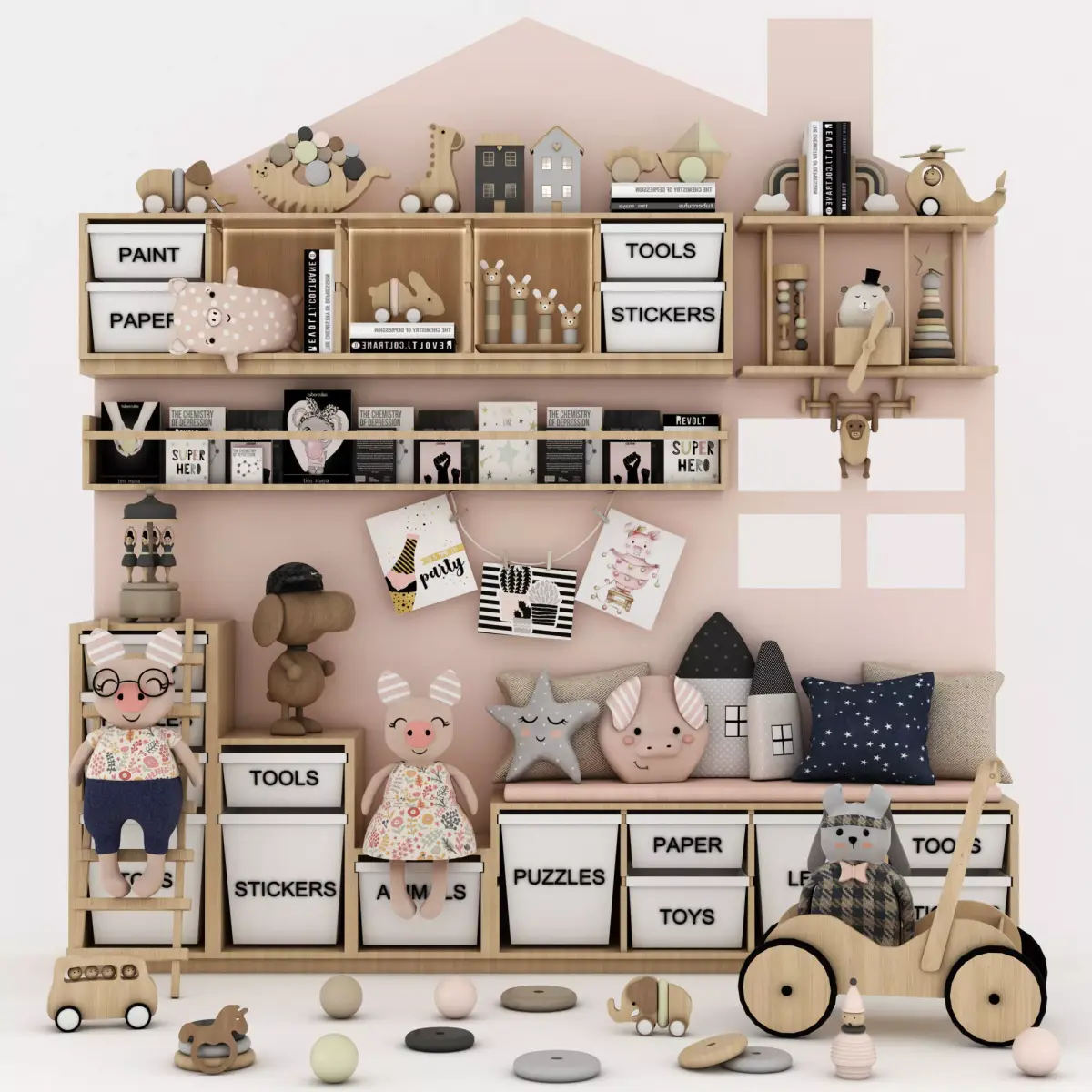 toys and furniture set  Low-poly 3D model
