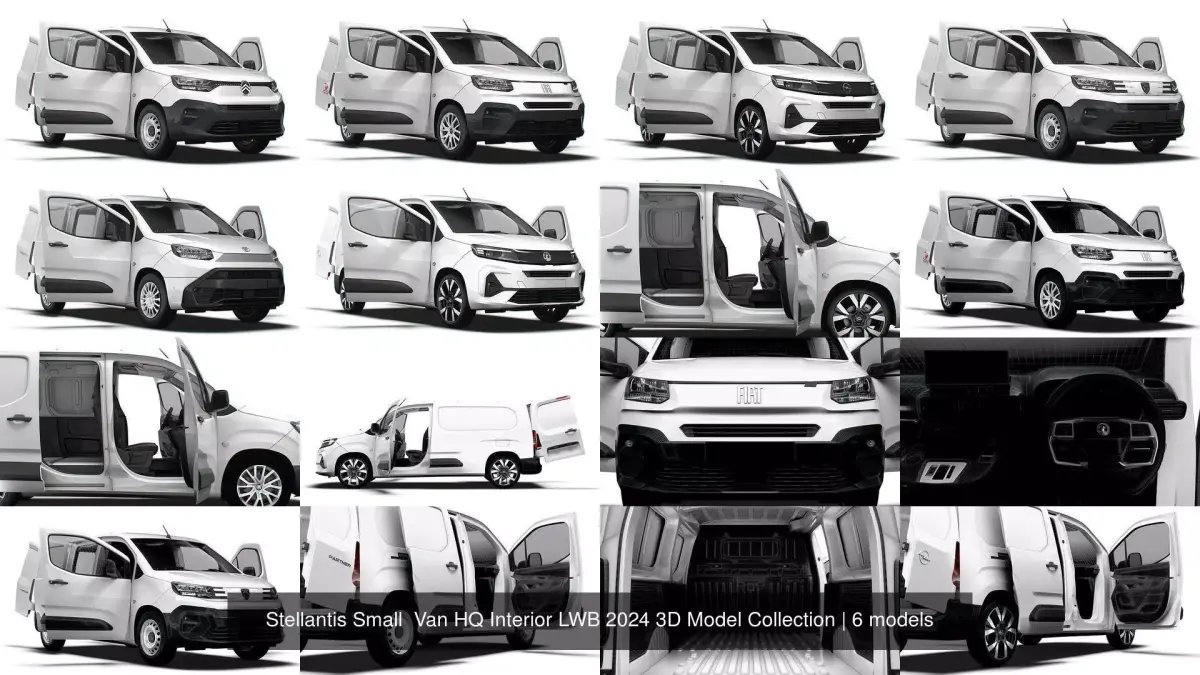 Stellantis Small  Van HQ Interior LWB 2024 3D Model Collection 3D Model Pack