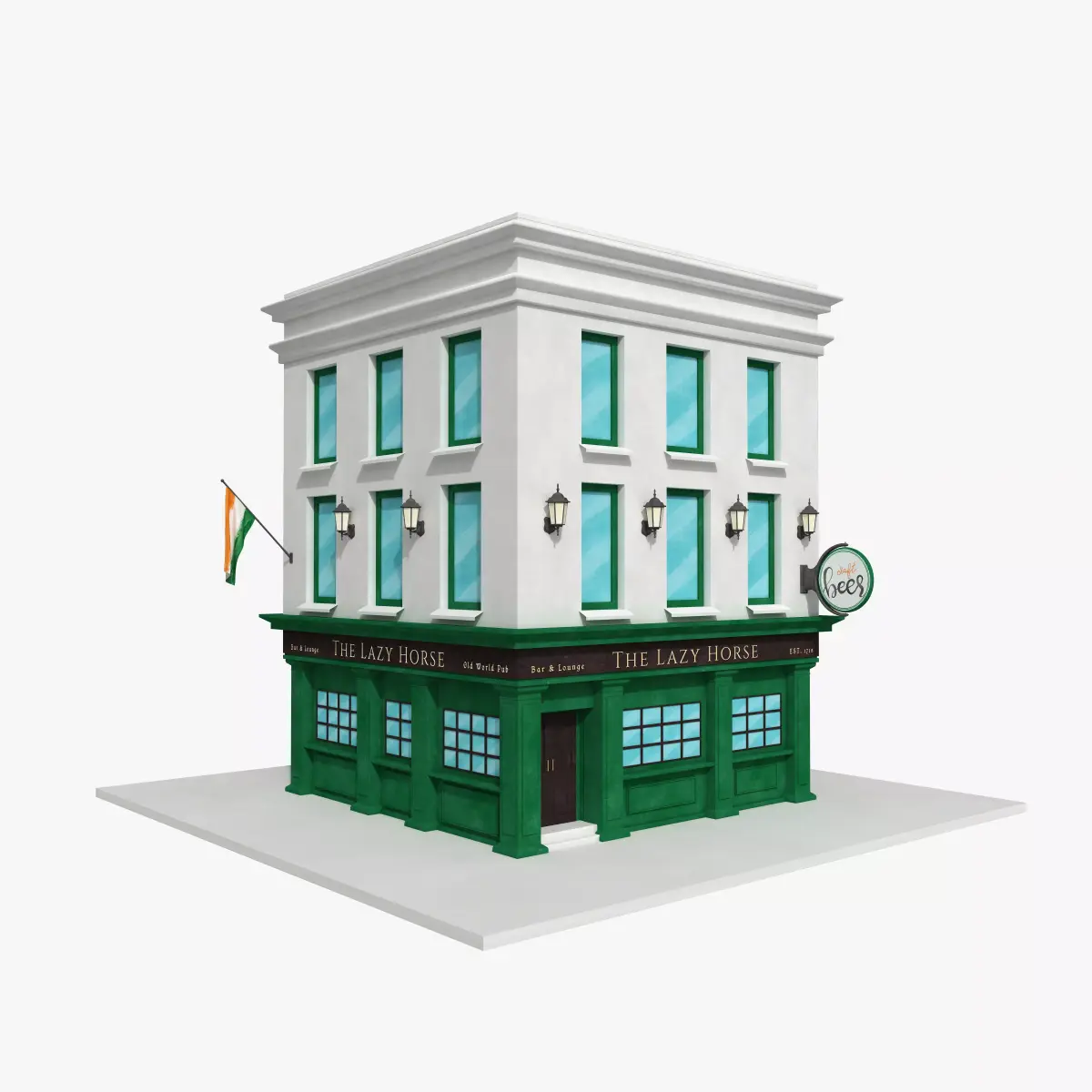 Irish pub building 3D model