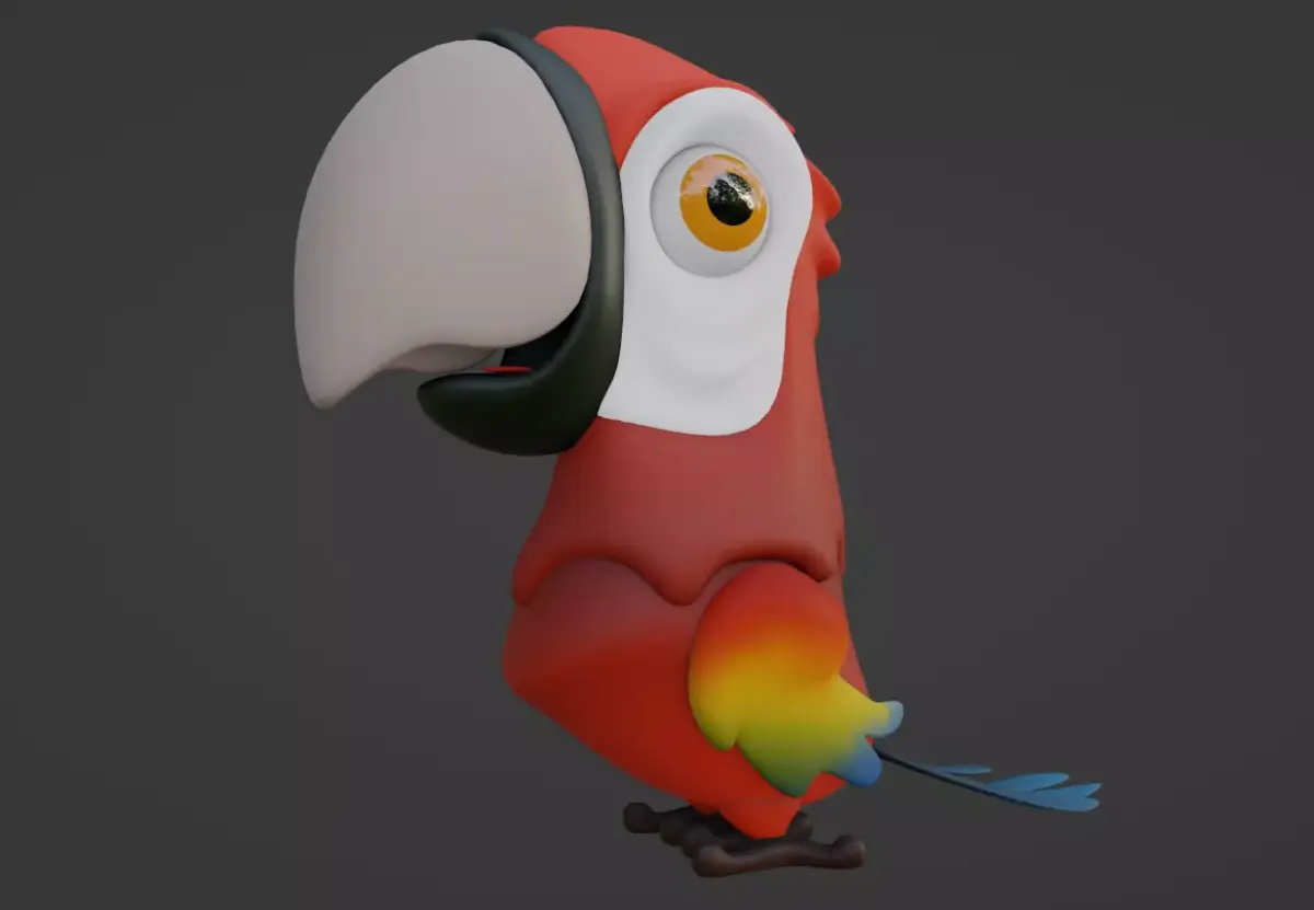 Cartoon Macaw Not Rigged 3D model