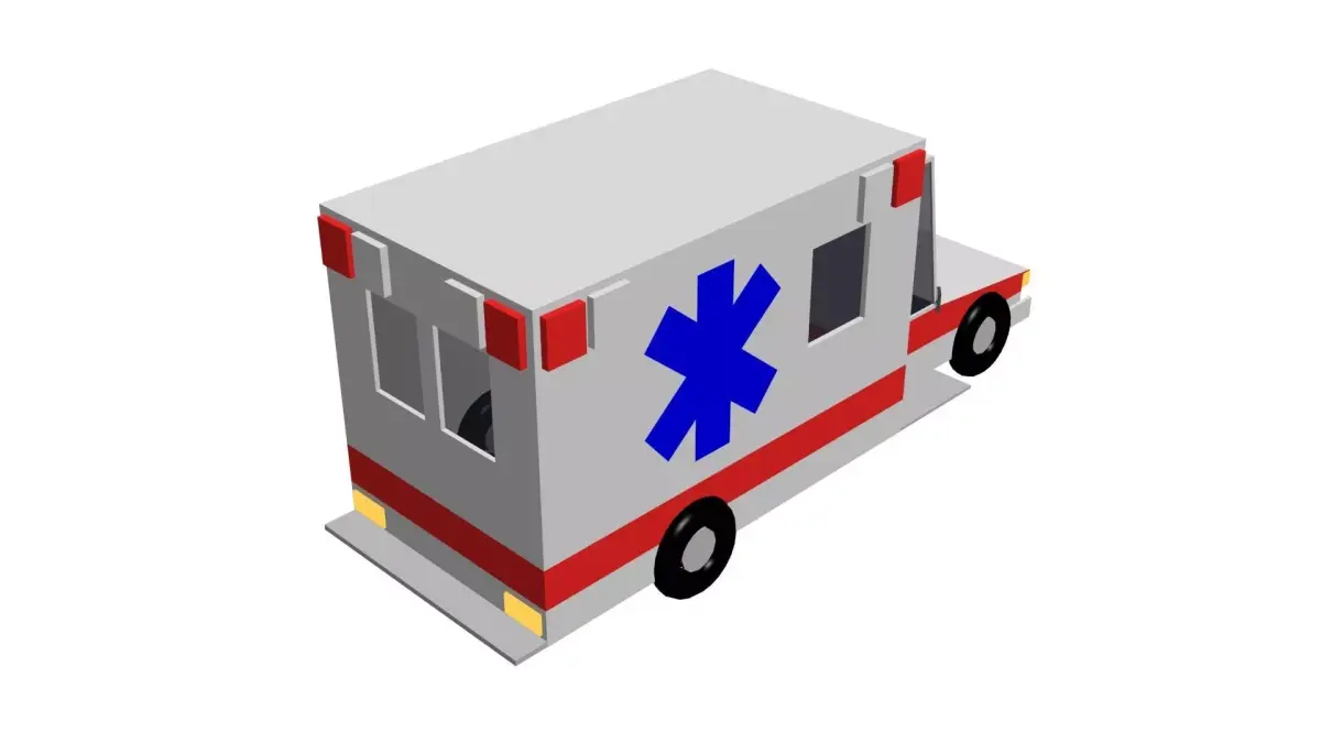 Low Poly Game Ready Ambulance Low-poly 3D model