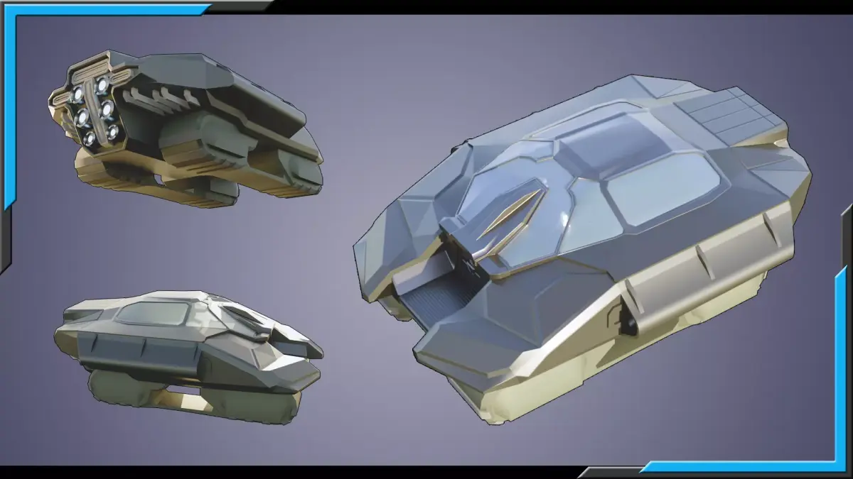 Sci-Fi Starship with Interior Base Mesh 02 Low-poly 3D model