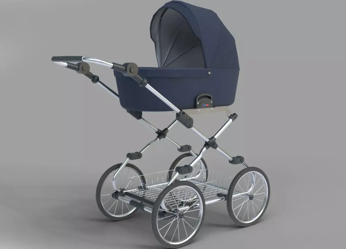 Baby stroller Low-poly 3D model get