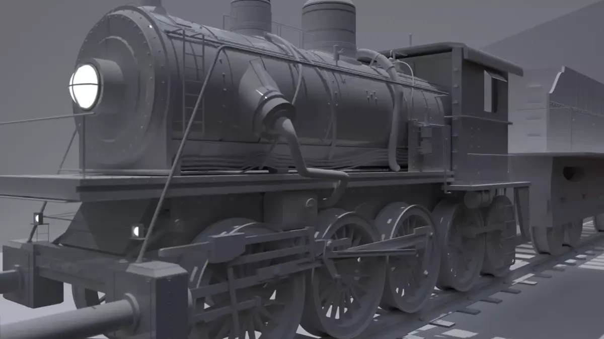 Train Locomotive with wagon 3D model