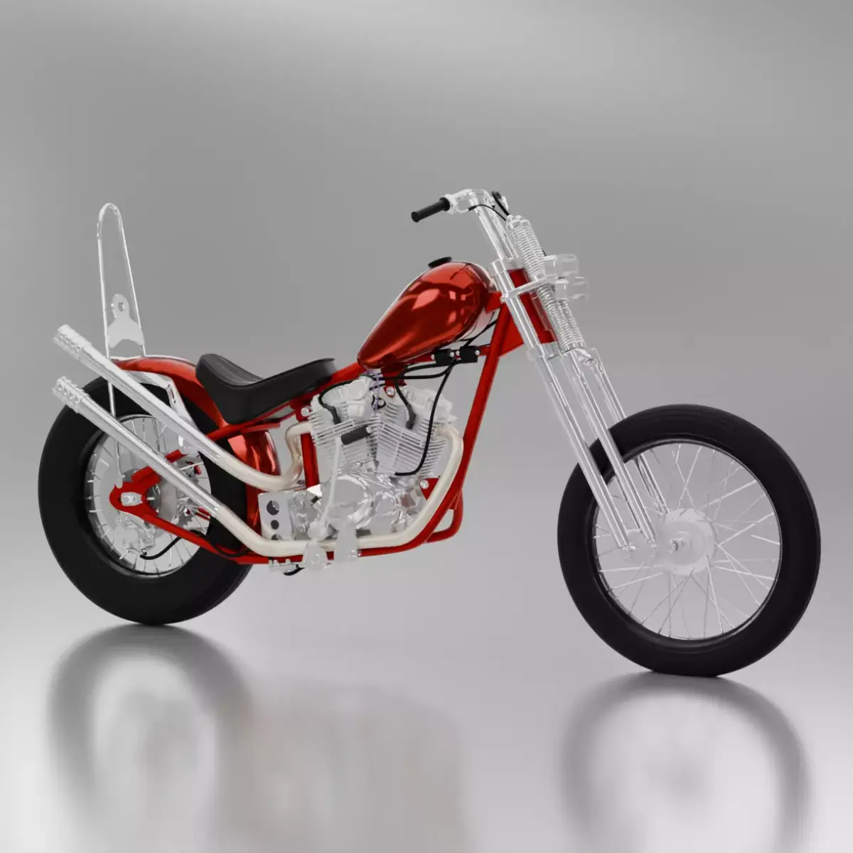 Honda TIGER V - TWIN Chopper Custom 3D model