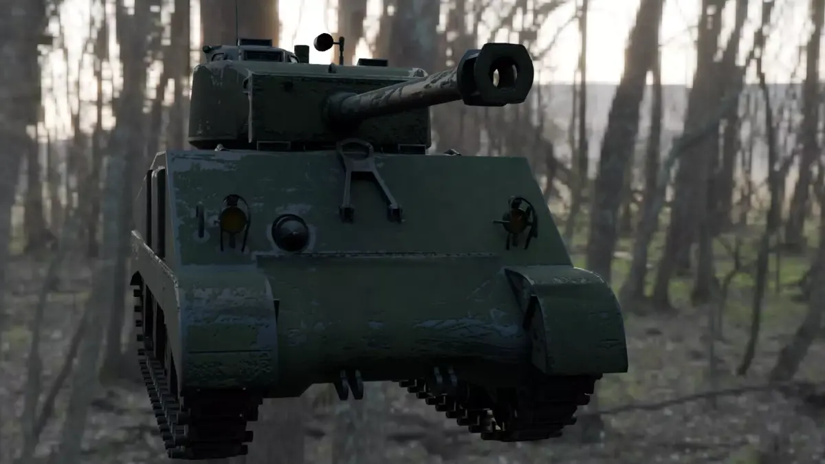 Sherman M4A2 76W Low-poly 3D model