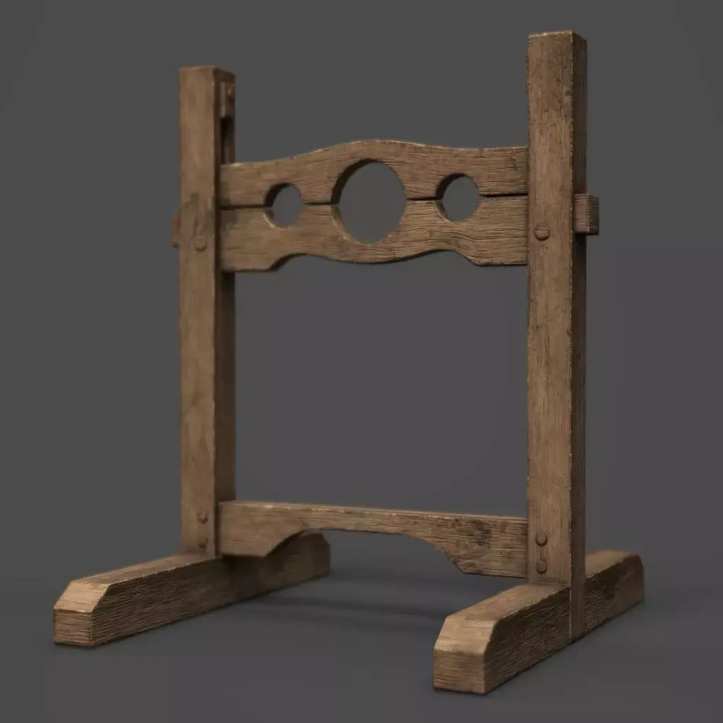 Pillory Wooden Low-poly 3D model