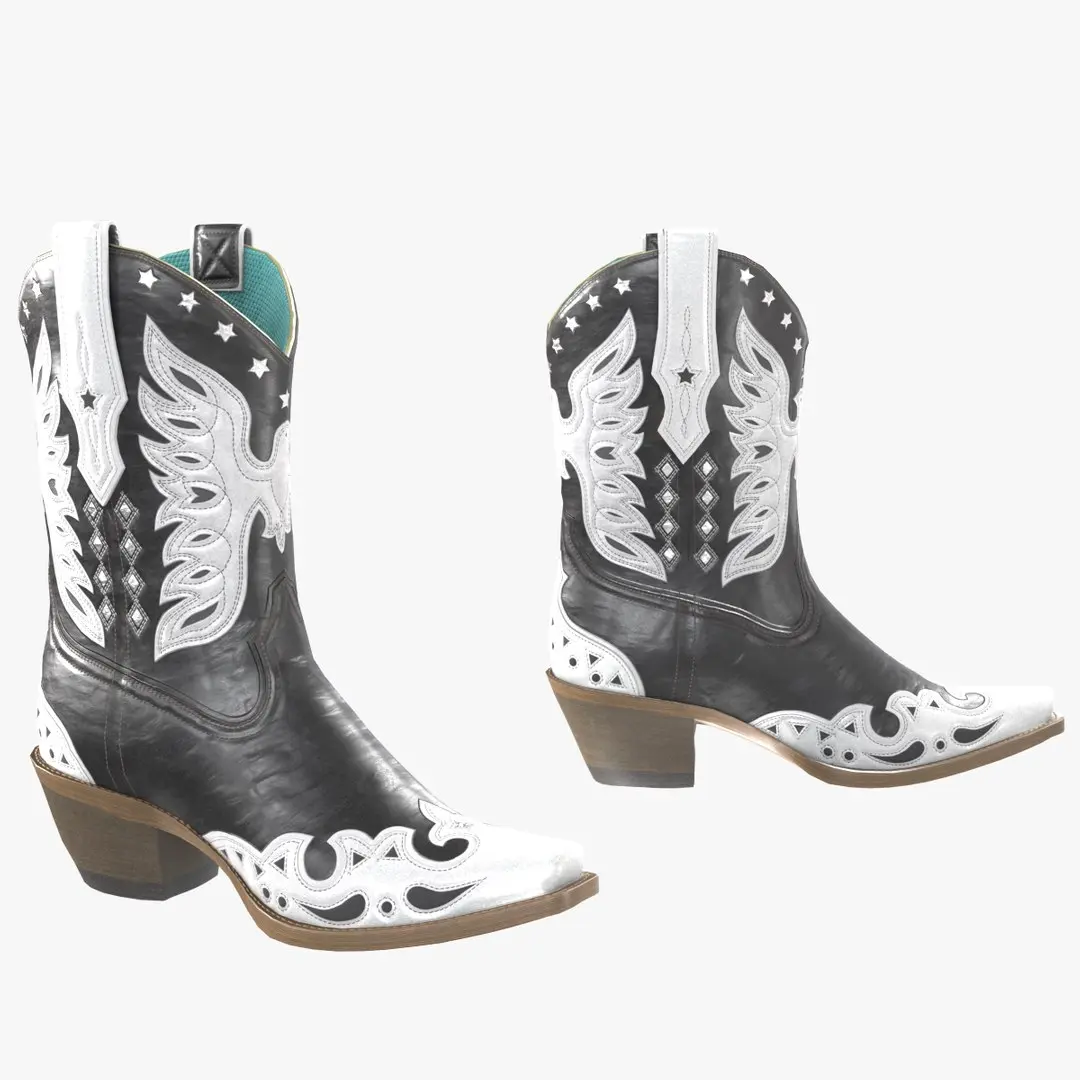 Eagle Star Cowboy White Boots 3D model