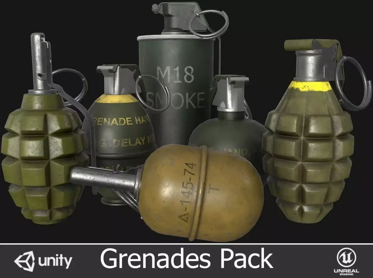 Grenades Pack Low-poly 3D model buy