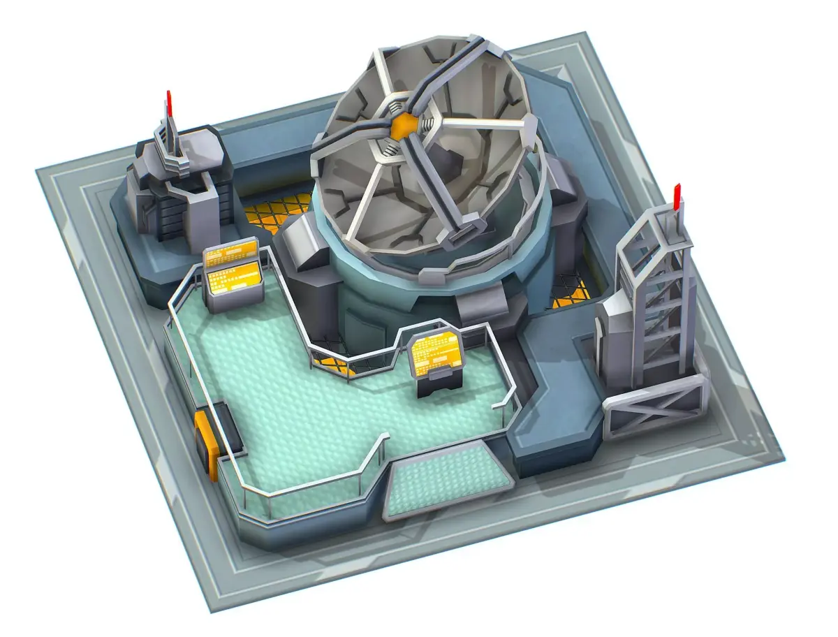 isometrical UFO radar platform station upgrade 1 Low-poly 3D model