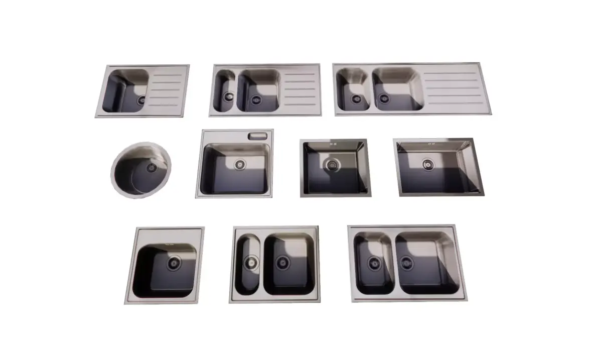 3D sink  Stainless Steel Kitchen Sink Collection Low-poly 3D model