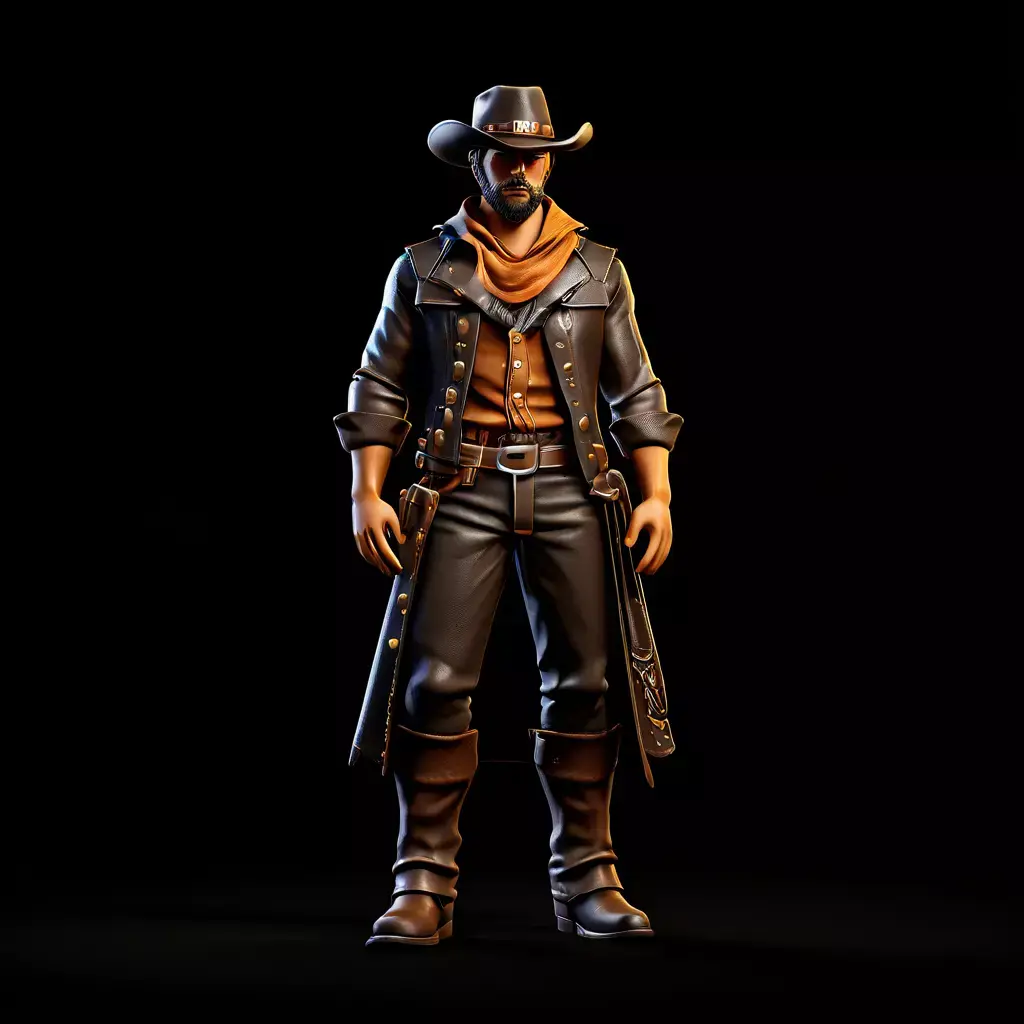 Stylized Western Cowboy Game Character Low-poly 3D model