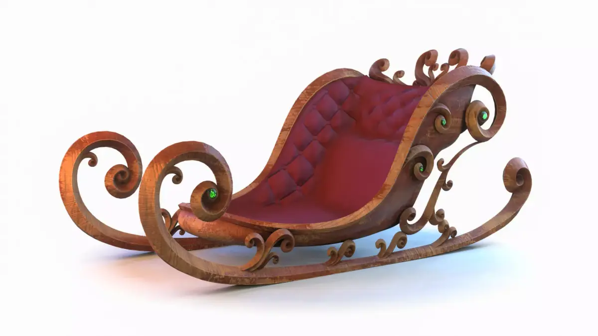 Sleigh wooden with seat 3D model