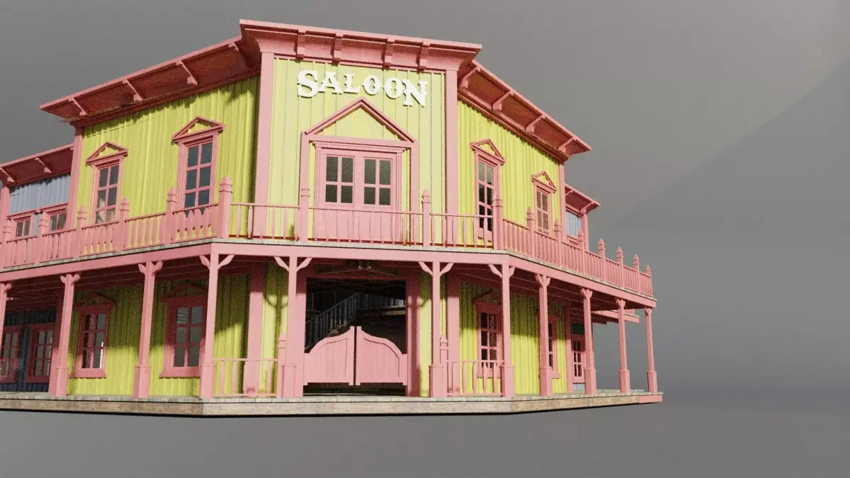 american wildwest cowboy saloon town building  3D model