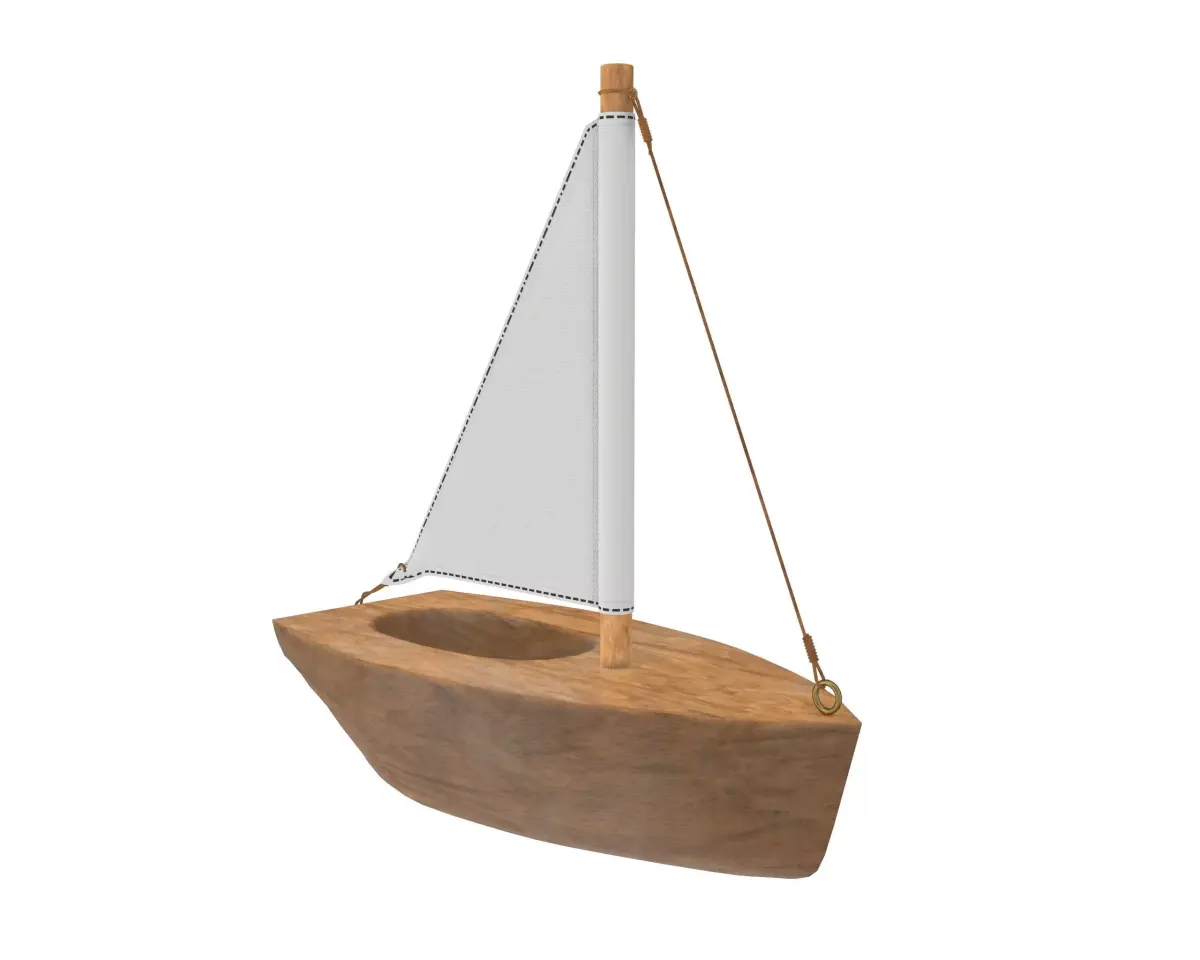 Wooden sailboat 3D model