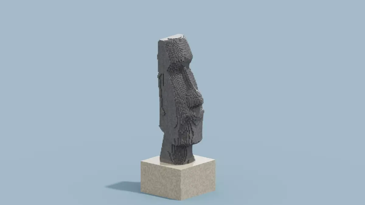 Voxel Moai Statue Low-poly 3D model
