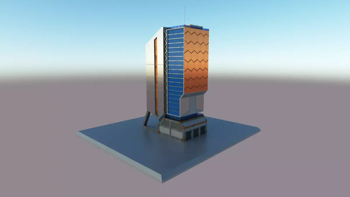 Futuristic sci-fi building Low-poly 3D model