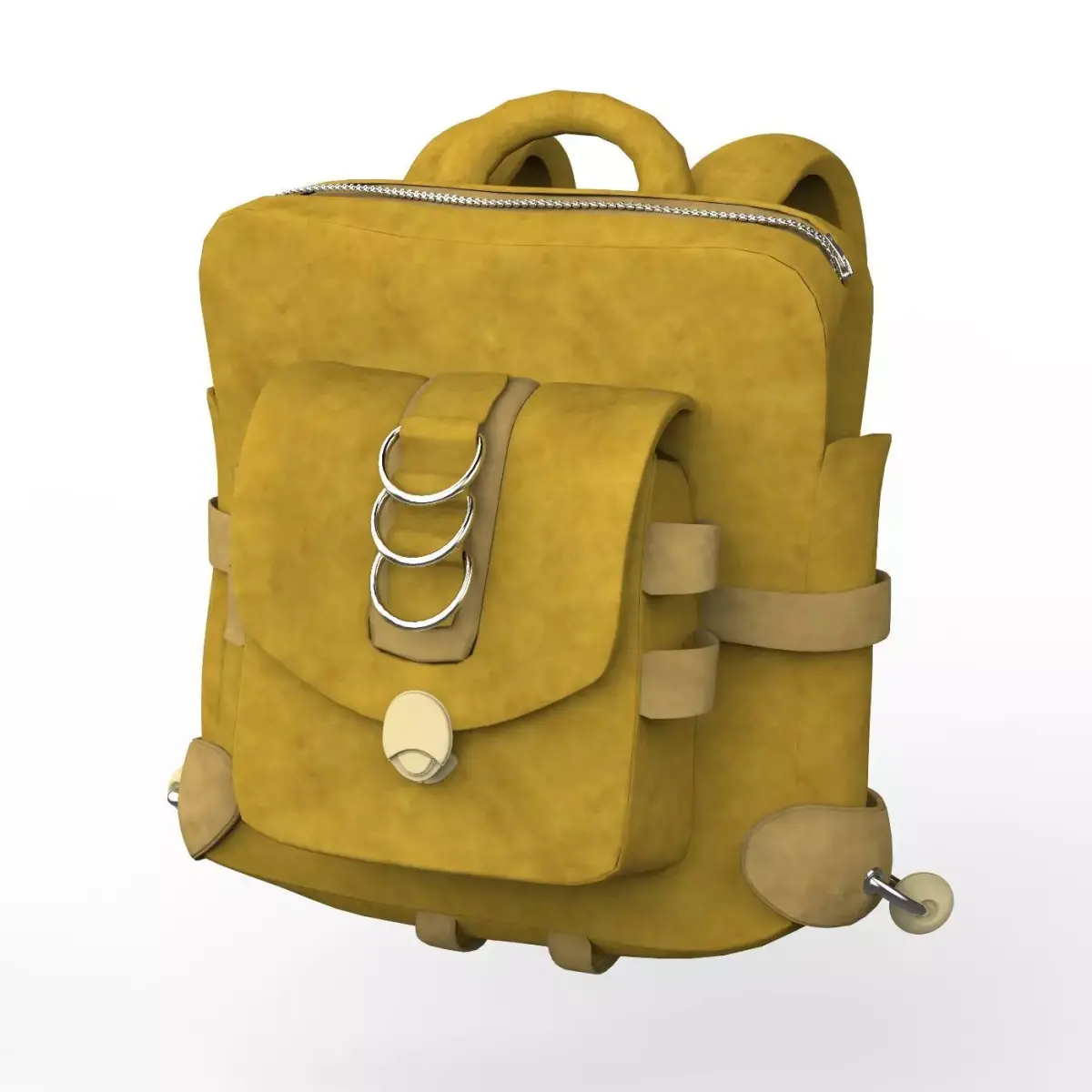 Realistic Bag backpack with metal buckles 3D model