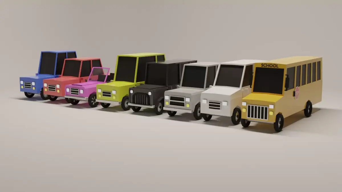Low Poly Suburban Vehicle Pack Low-poly 3D model