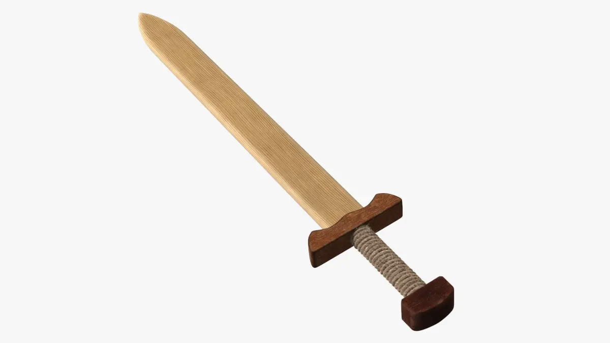Wooden Practice Sword Fur 3D model