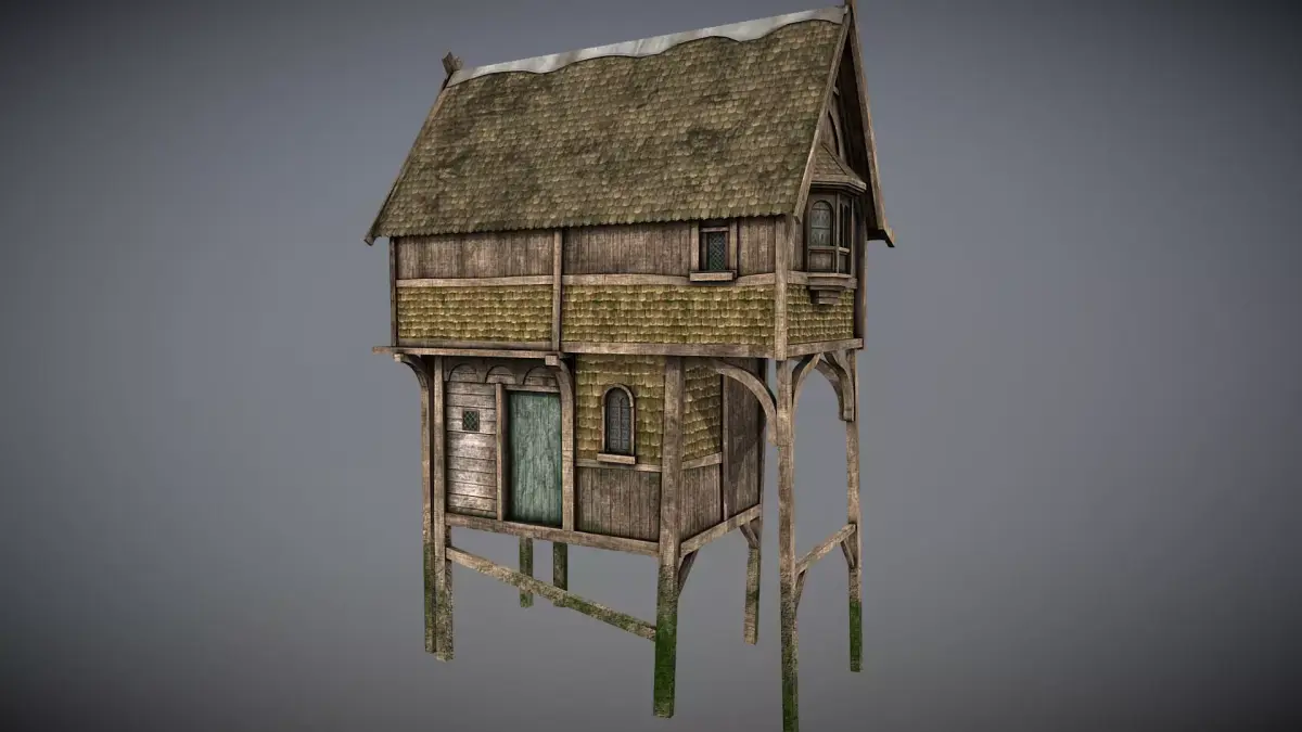 Medieval lake village - House 1 Low-poly 3D model