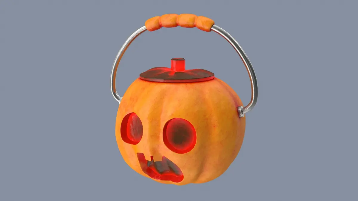 Jack-o-Lantern Skullface Bucket 3D model