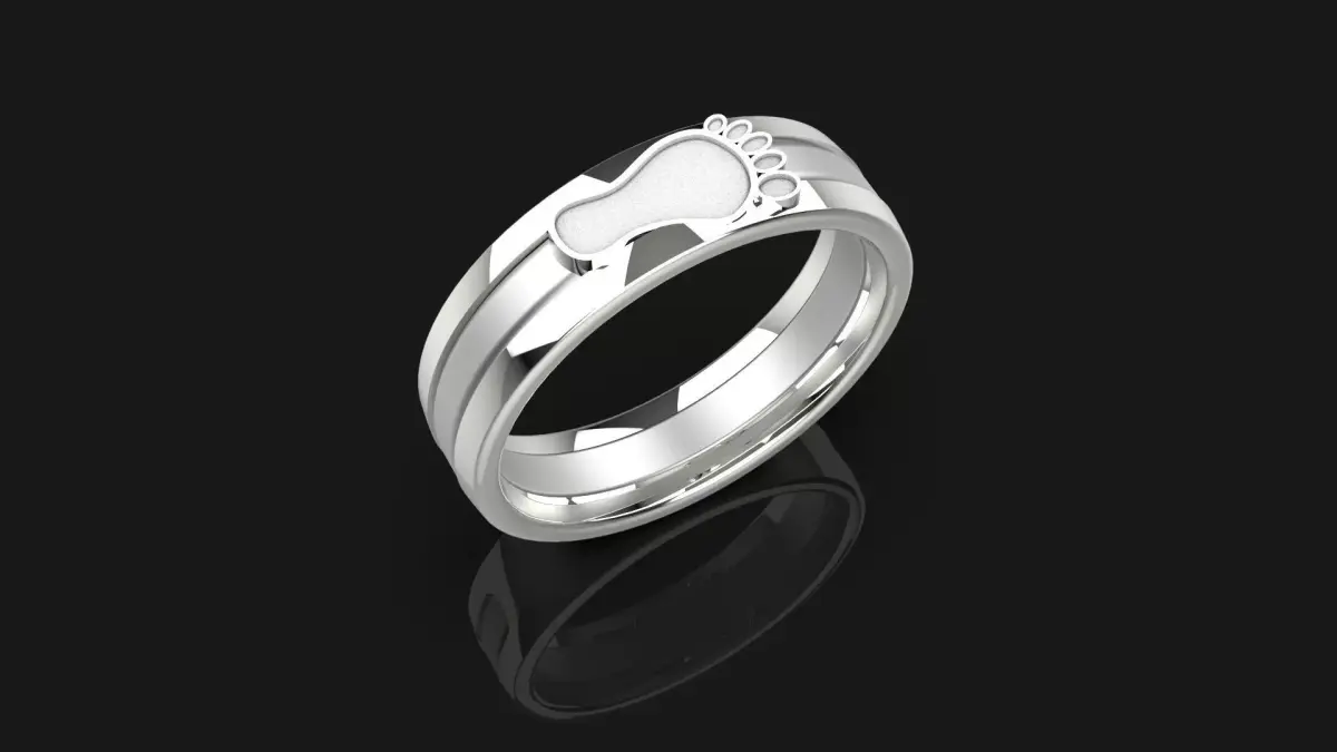 3D Model- Dual-Part Baby Footprint Ring - 3D print model  3D print model