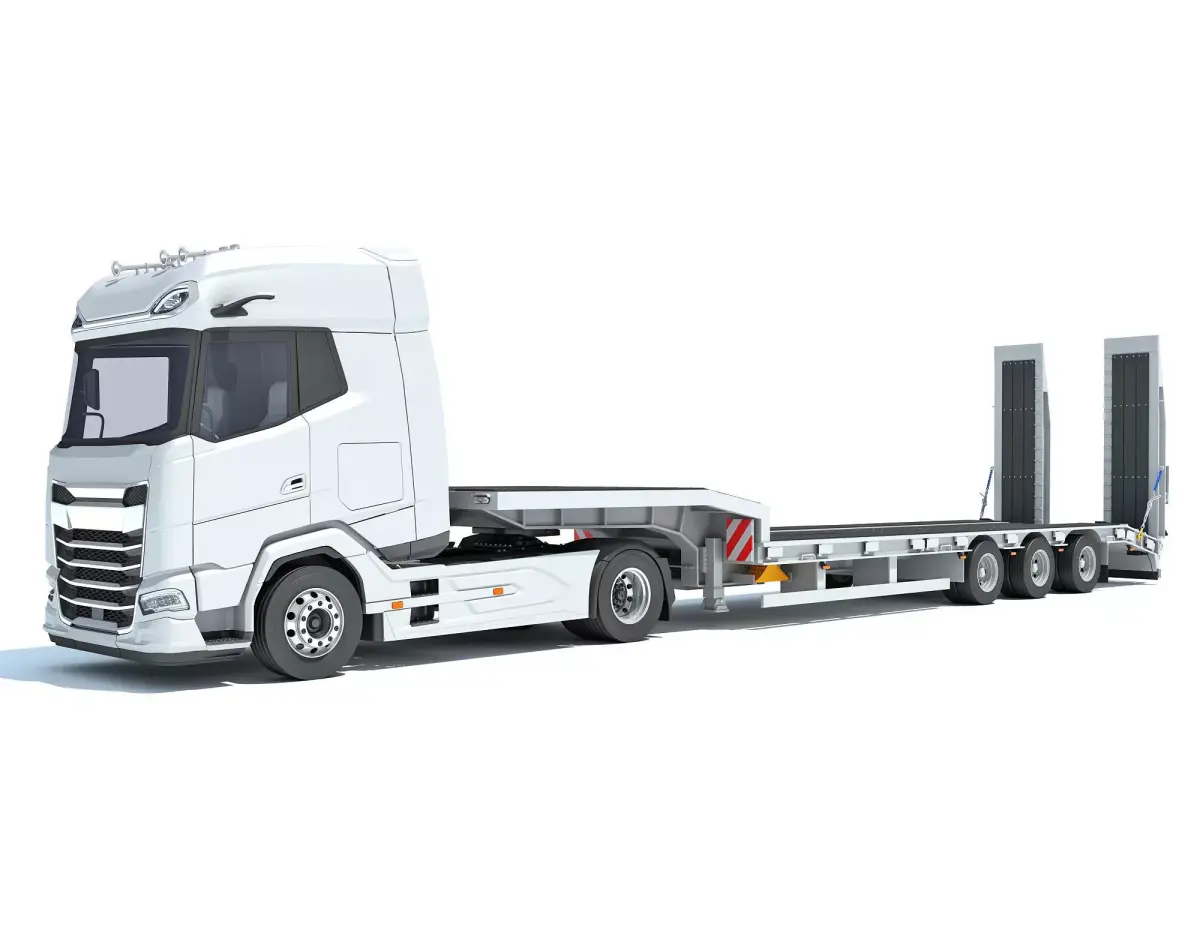Truck with Platform Trailer 3D model buy