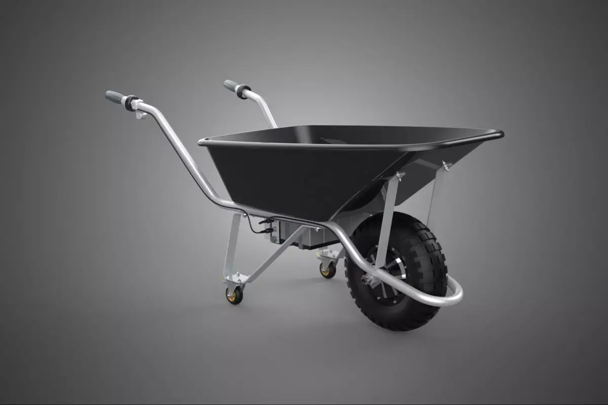 BLACK ELECTRIC CONSTRUCTION WHEELBARROW CART DOLLY BUILDING SITE 3D model