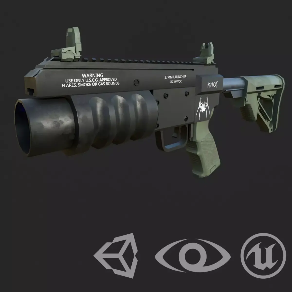 Havoc Grenade Launcher  Low-poly 3D model