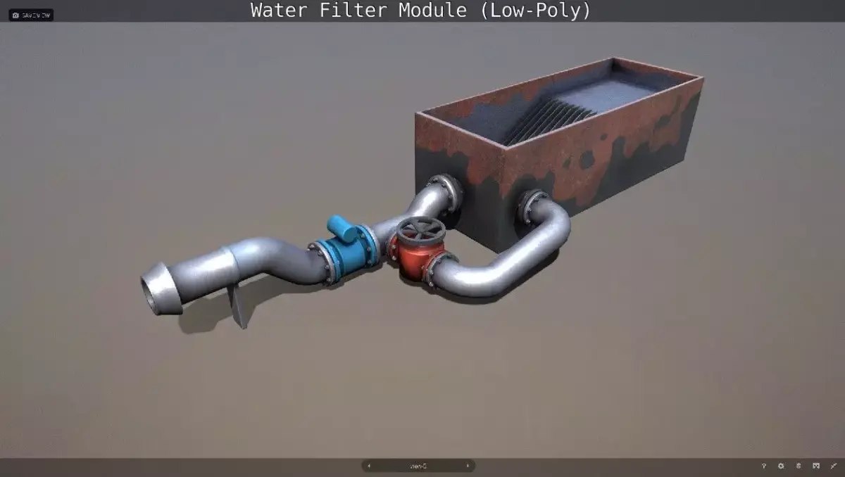 Water Filter Module Low-Poly Version  Low-poly 3D model