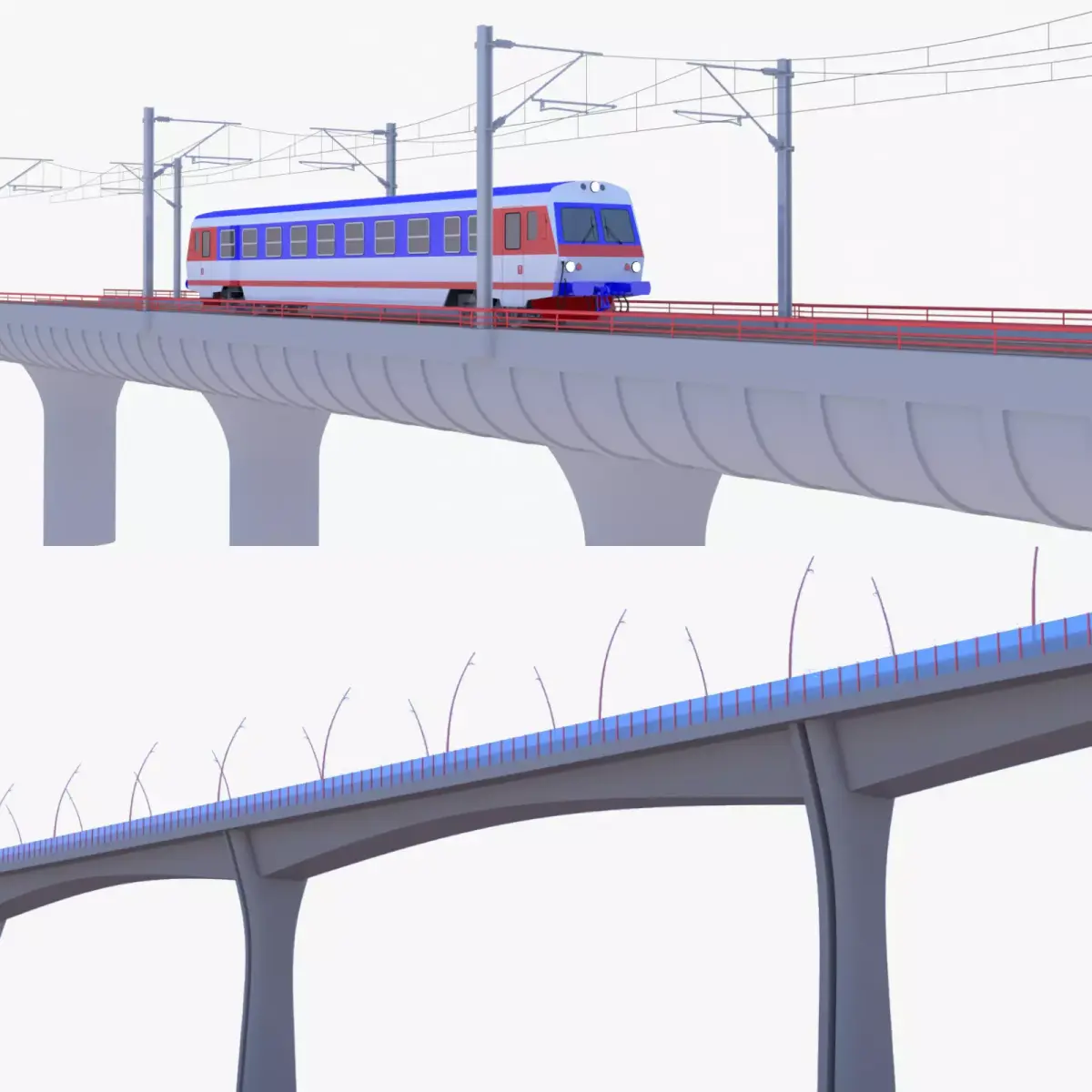 Road and railway bridge II 3D Model Pack