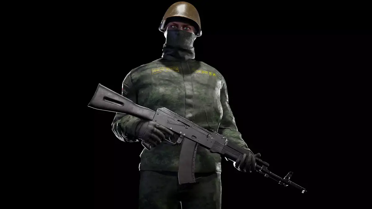 Soldier with ak Low-poly 3D model