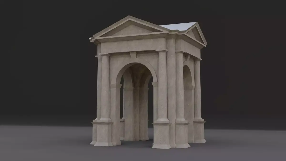 Arched portico in the mas  Doric order with 3 4 columns Low-poly 3D model